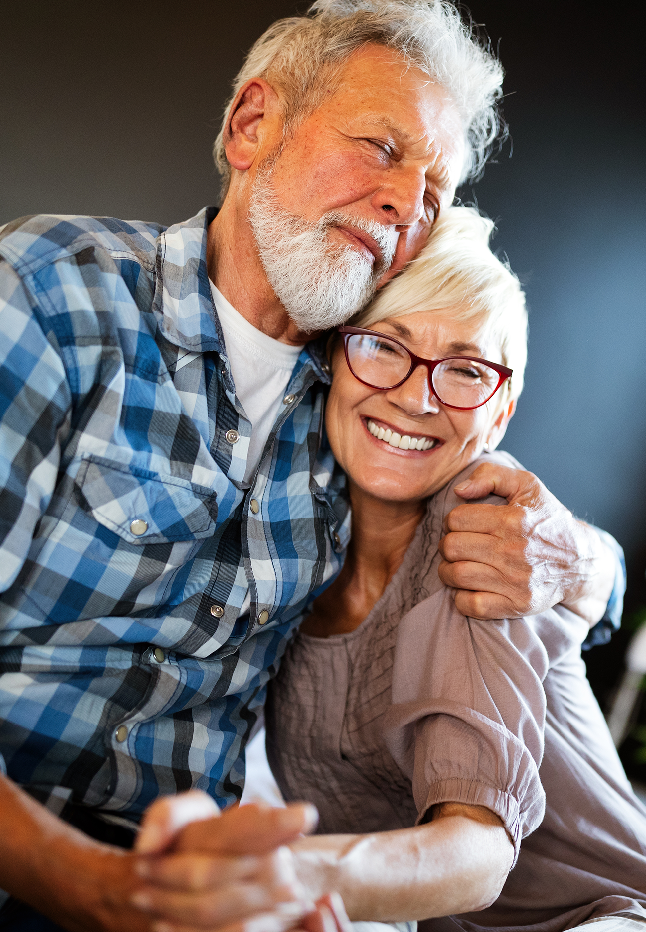 Happy couple hugging